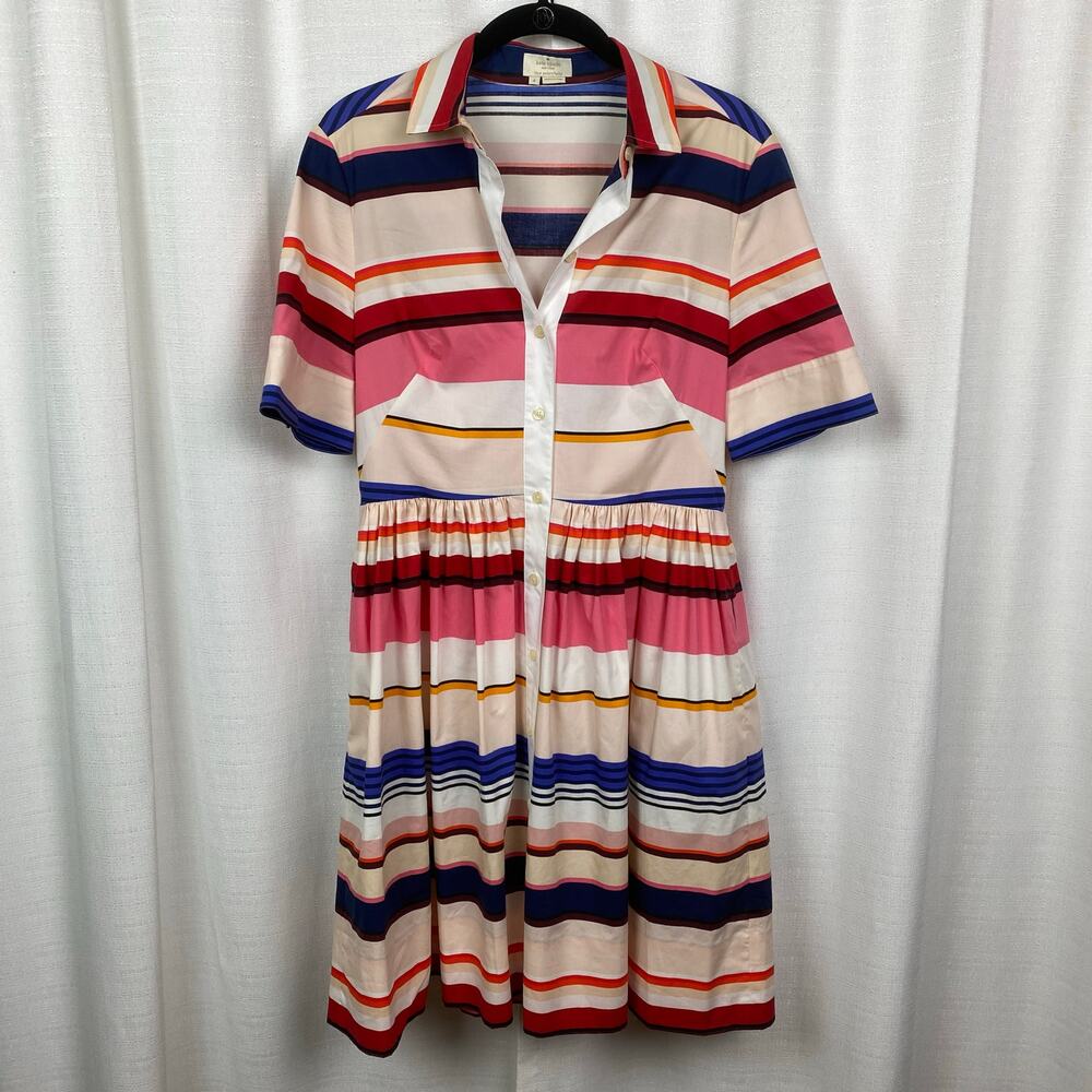 Kate Spade New York Spice Things Up Berber Stripe Shirt Dress Sz.4 - Picture 5 of 16